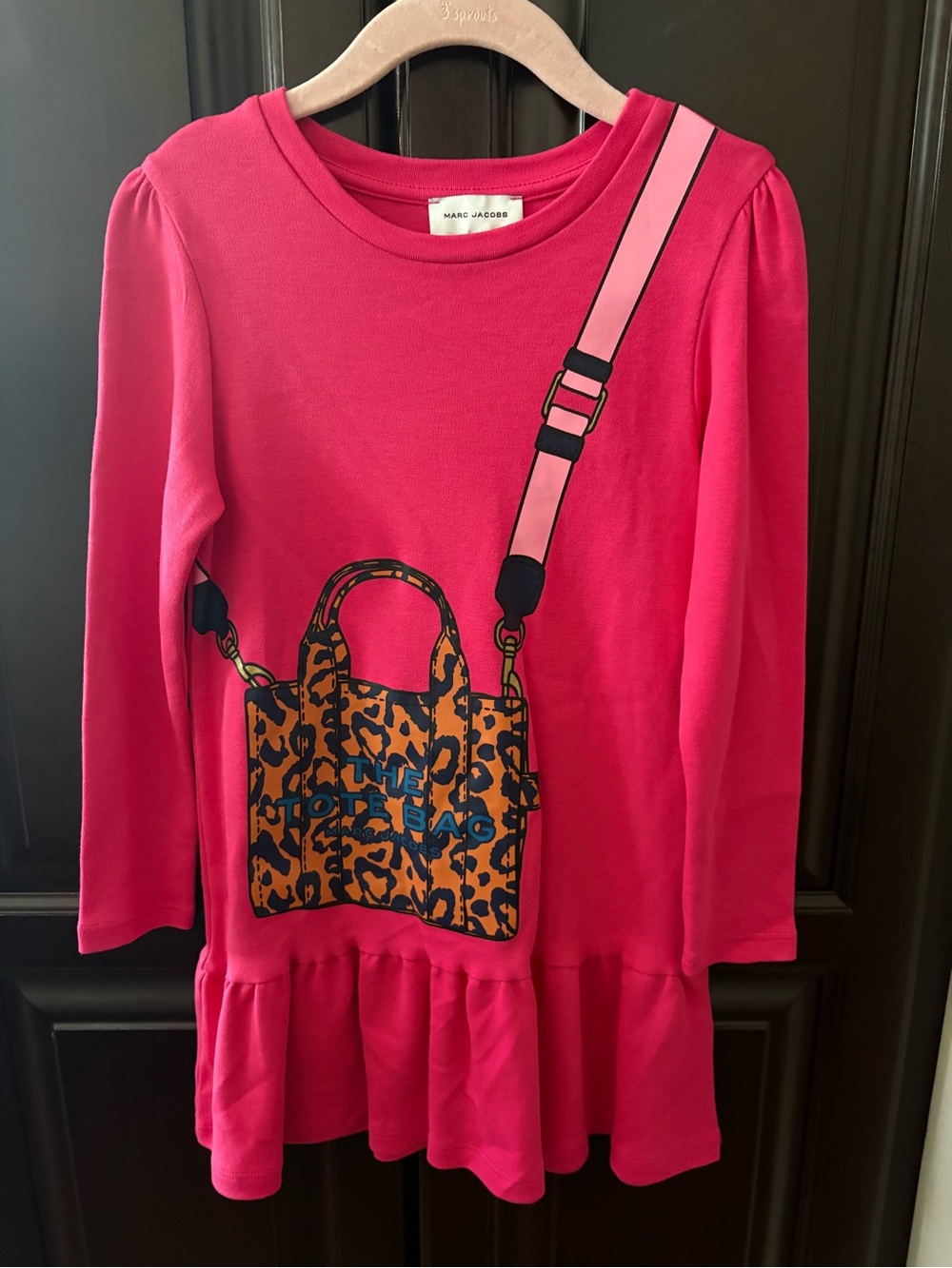 Marc Jacobs Pink Long-Sleeve Dress with Leopard Tote Graphic